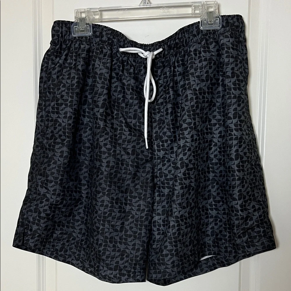 Speedo Men’s Black Grey Geometric Patterned Swim Shorts XL